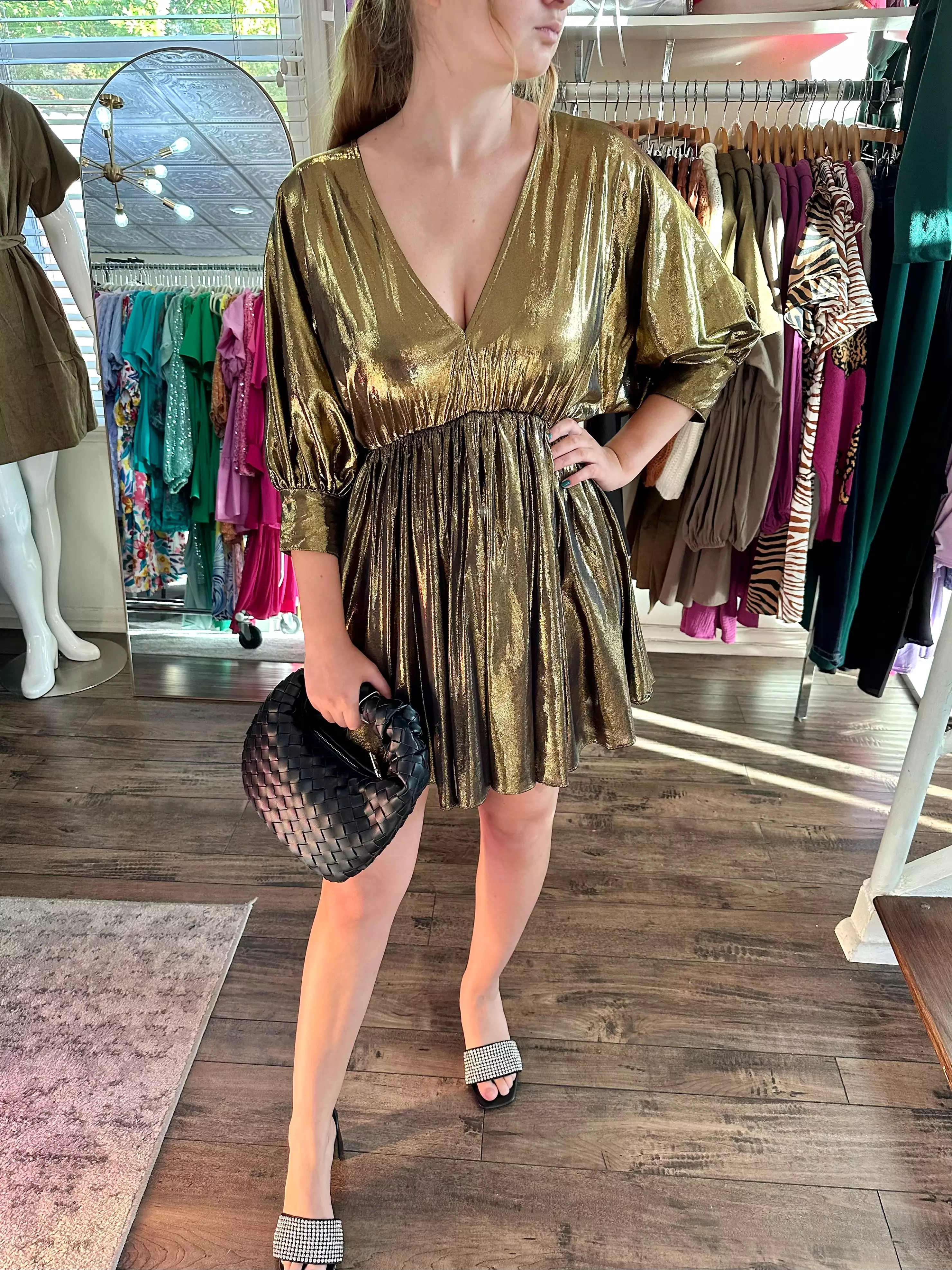 Metallic Gold Mini Dress