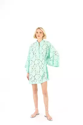 mint rose lace mini caftan