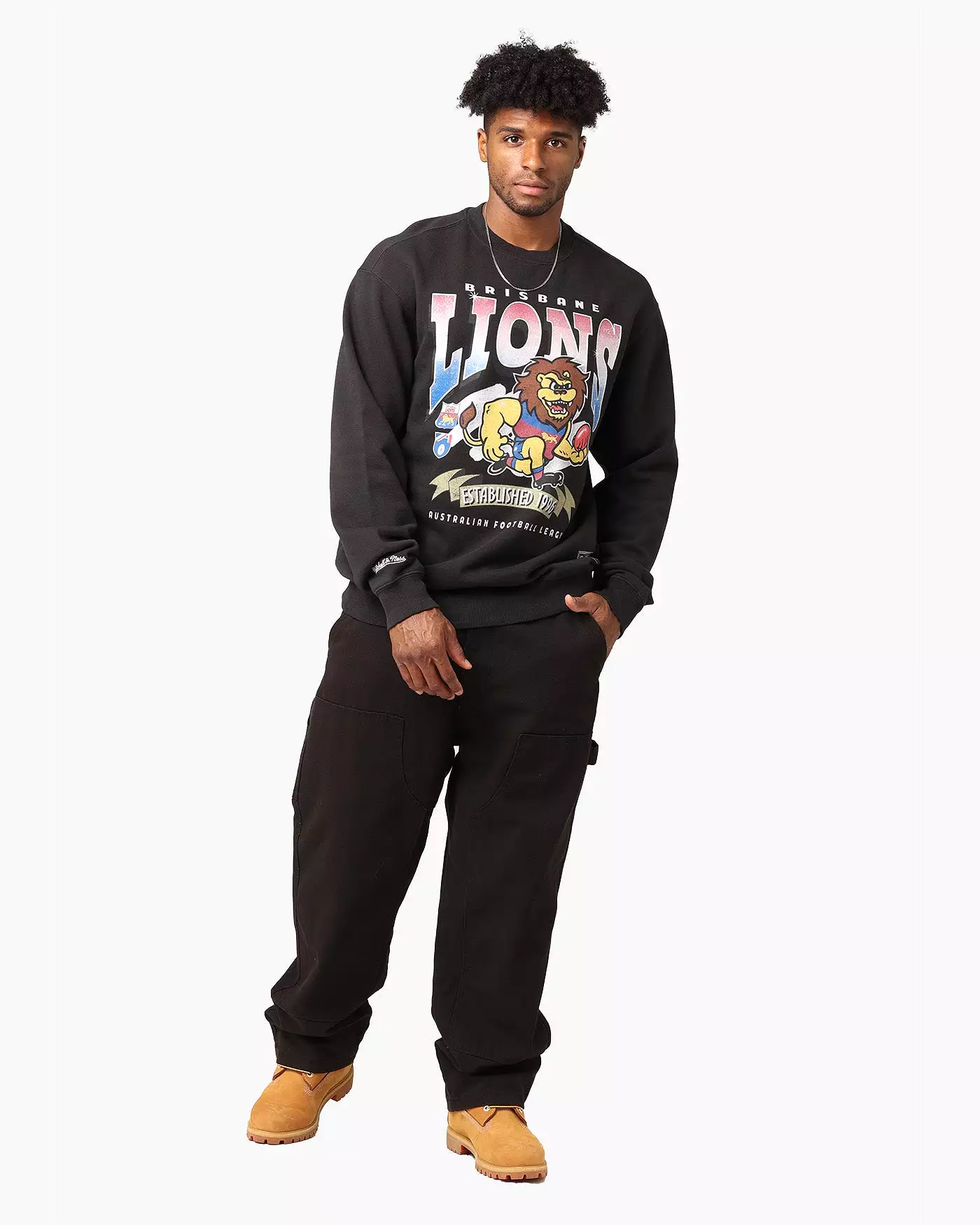 Mitchell & Ness Brisbane Lions Character Crewneck Faded Black