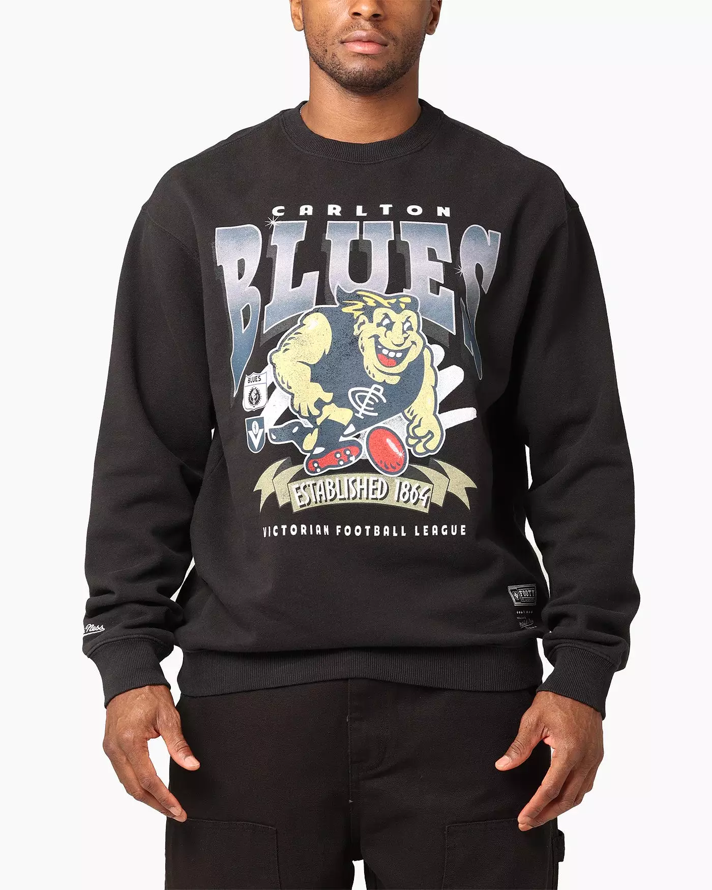 Mitchell & Ness Carlton Blues Character Crewneck Faded Black