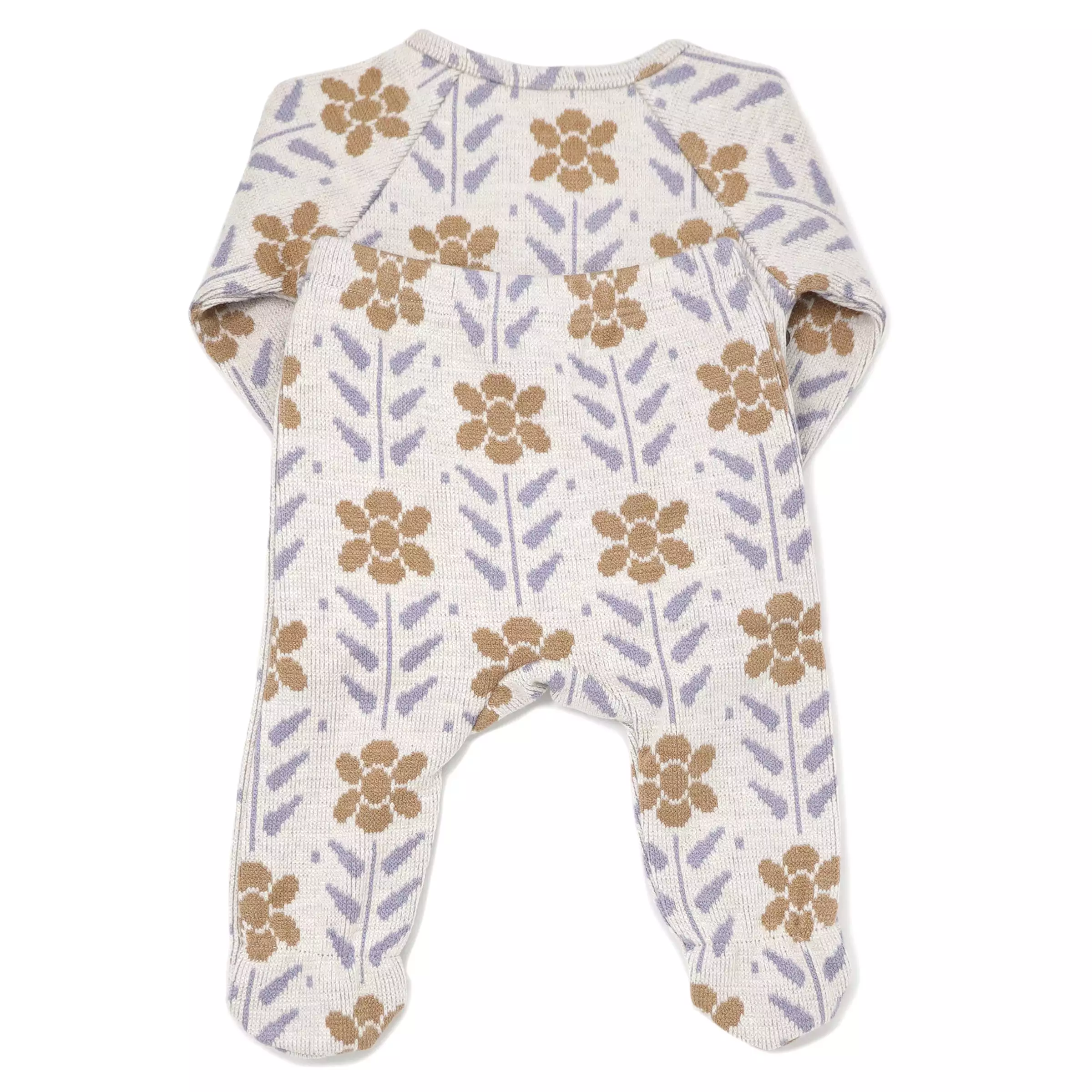 oh baby! Kimono Footie Set Nordic Flower Double Knit - Caramel Wisteria