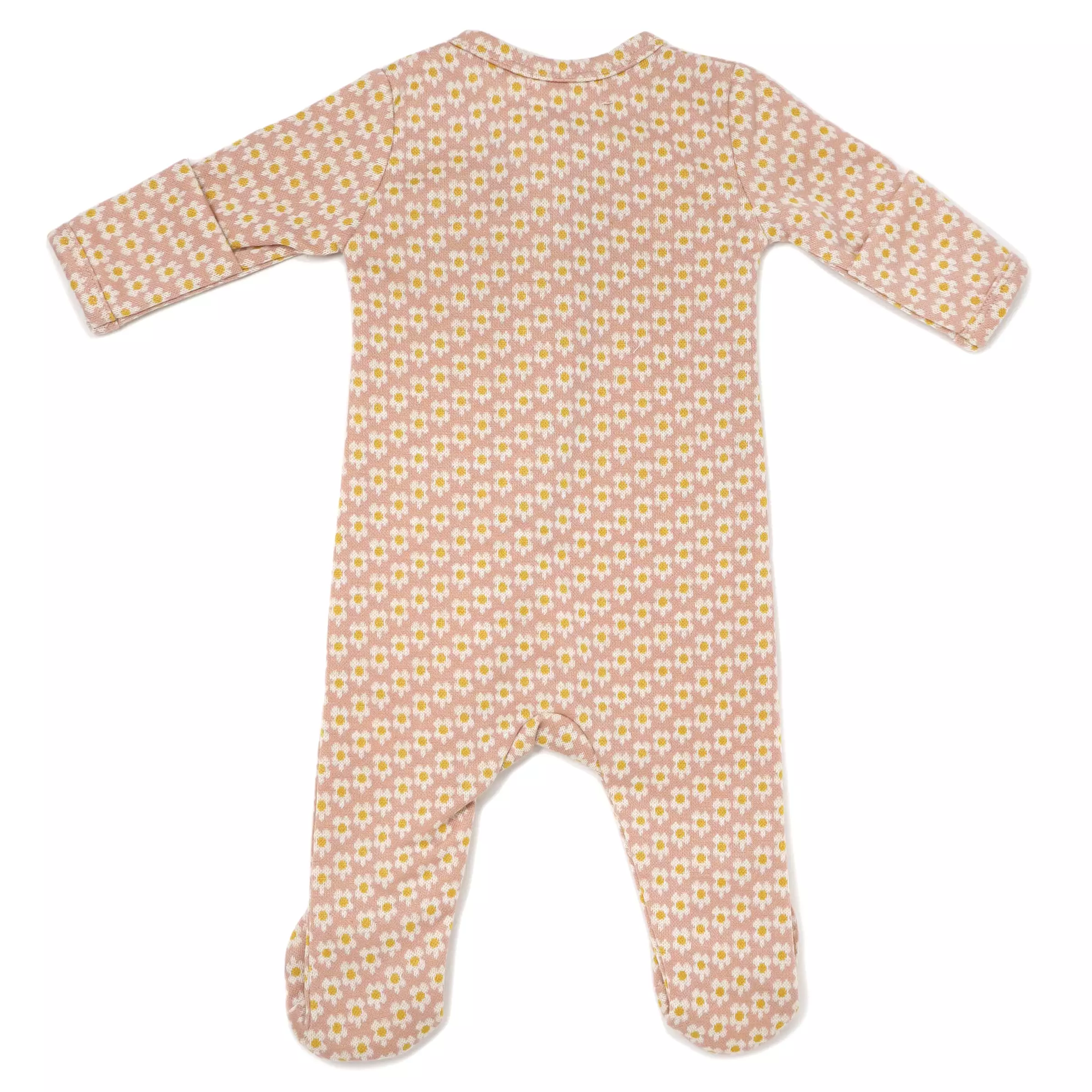 oh baby! Mini Daisy Double Knit Zipper Footie - Blush