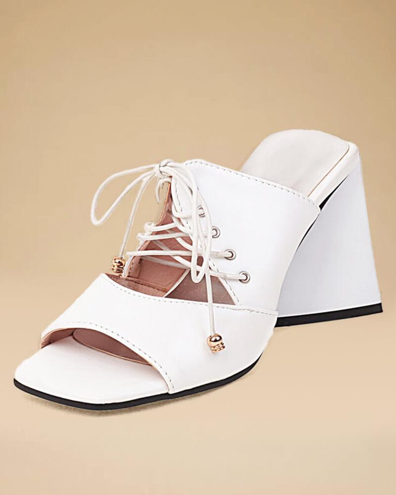 Open Toe Lace-up Hight Heels