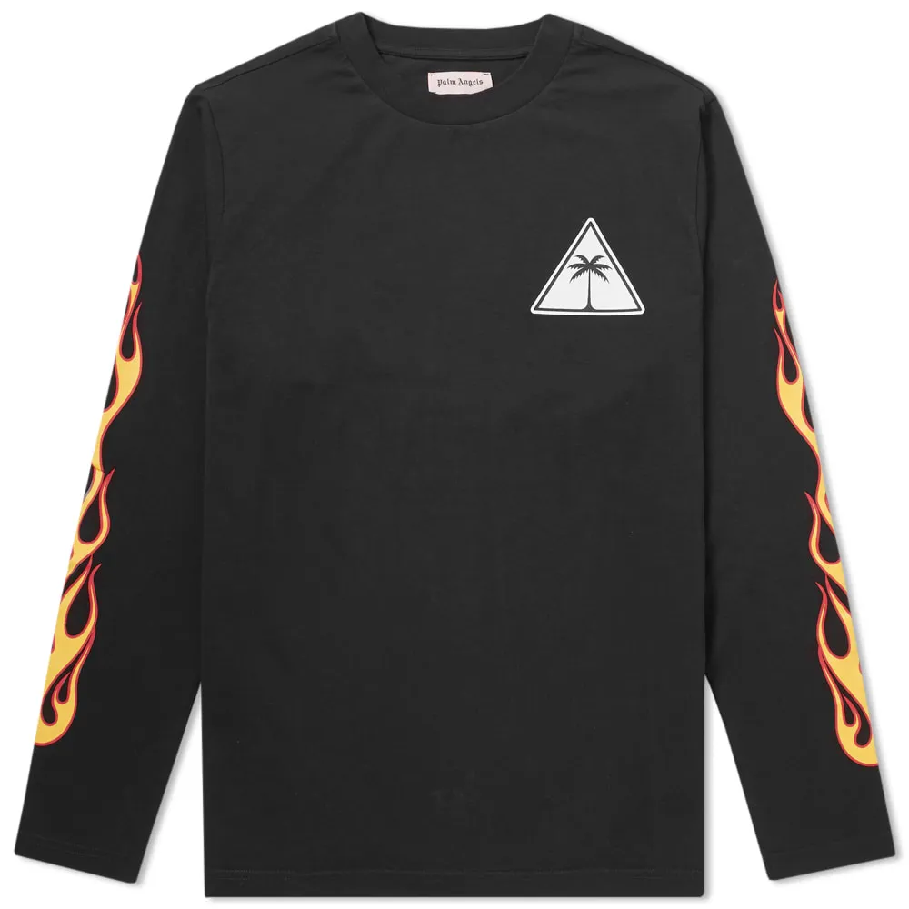 Palm Angels Long Sleeve Flaming Palm TeeBlack