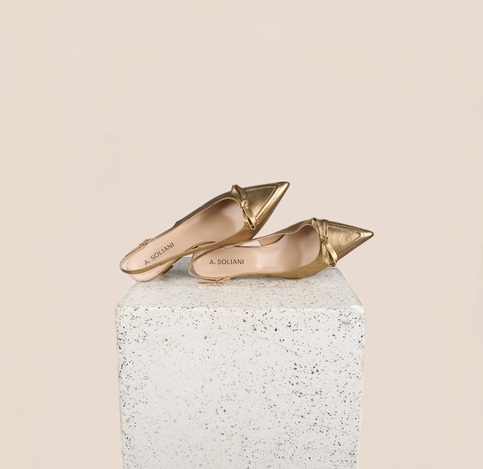 Pescara - Gold Foil Kitten Heels