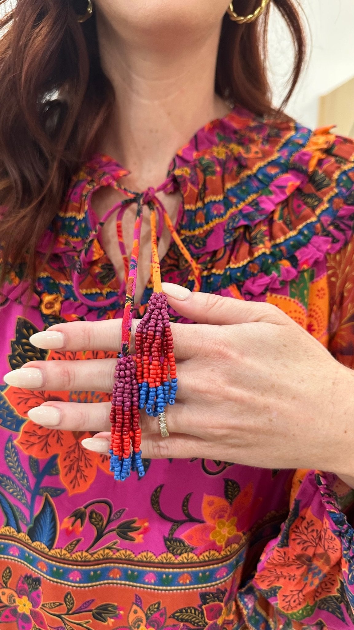 Pink Tropical Tapestry Long Sleeve Blouse {Farm Rio}