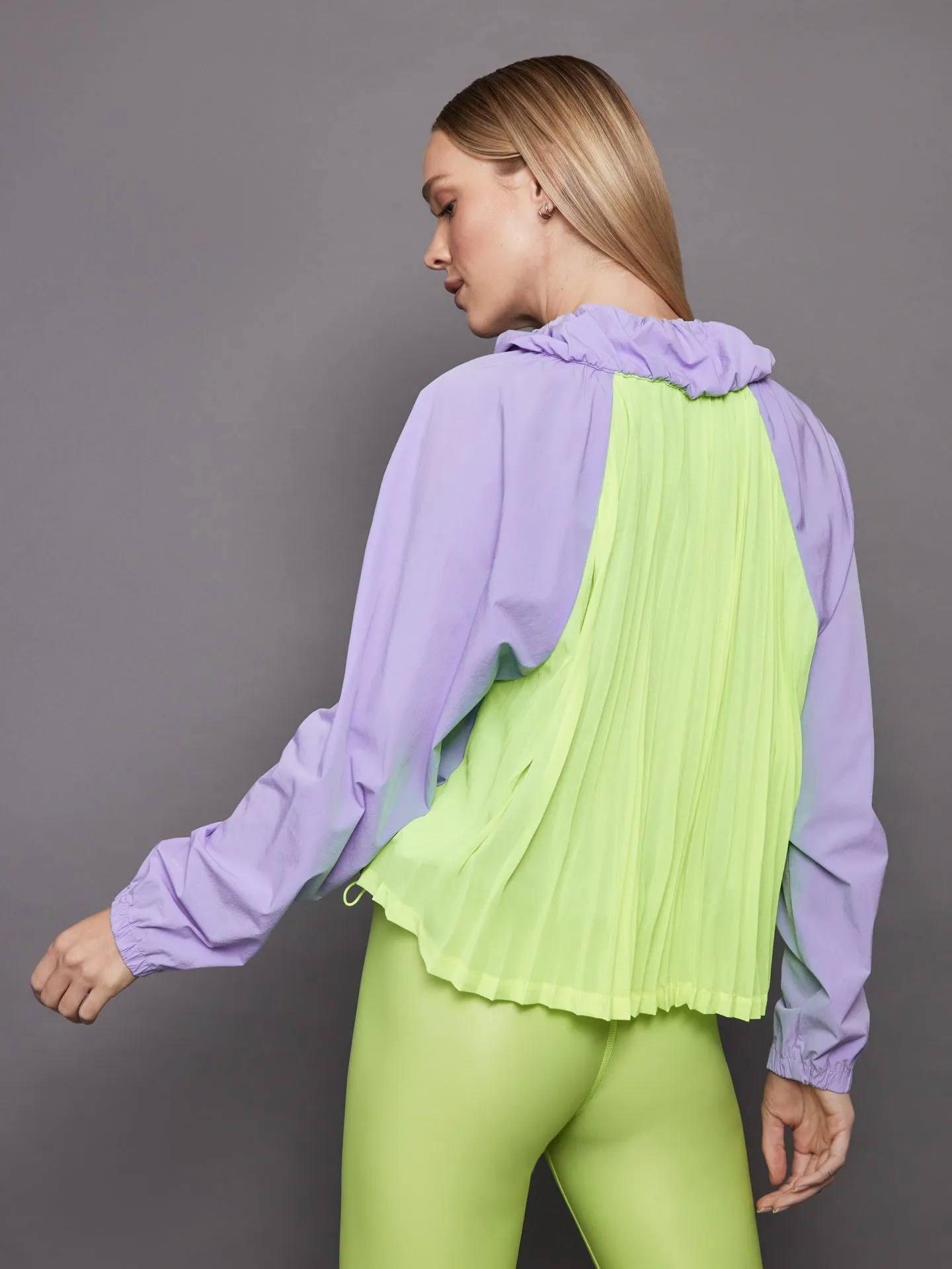 Pleated Back Running Jacket - Sweet Lavender / Acid Lime