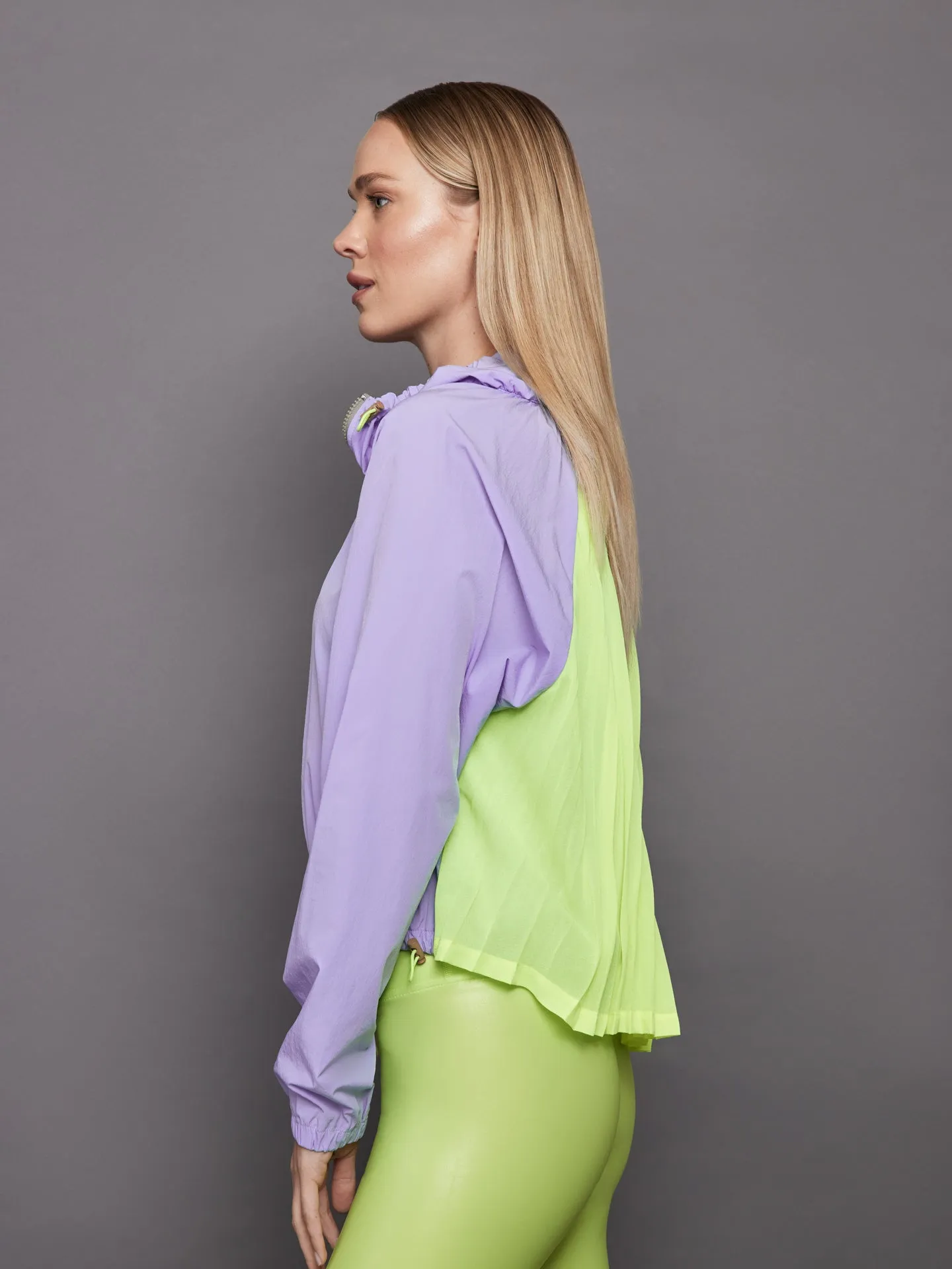 Pleated Back Running Jacket - Sweet Lavender / Acid Lime