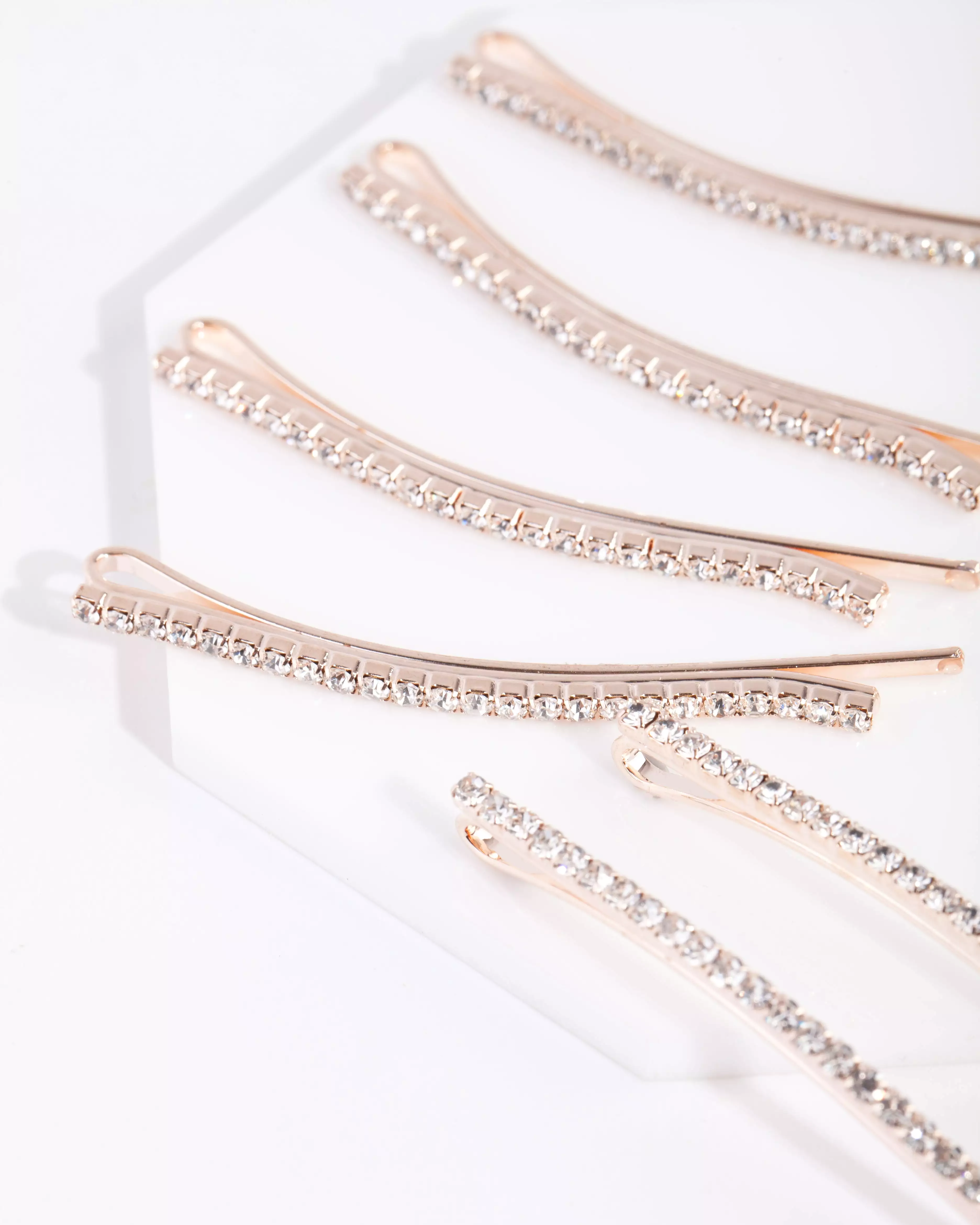 Rose Gold Mini Crystal Hair Pin 6-Pack