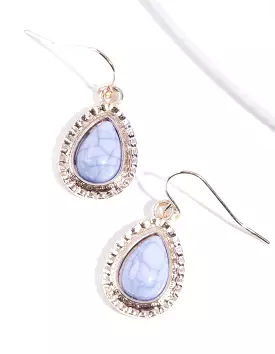 Rose Gold Mini Etched Tear Drop Earrings