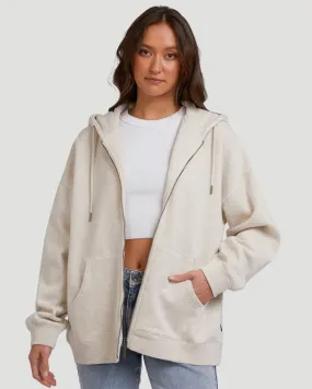 Silent Theory Oversized Zip Thru Hoody - Oatmeal | SurfStitch