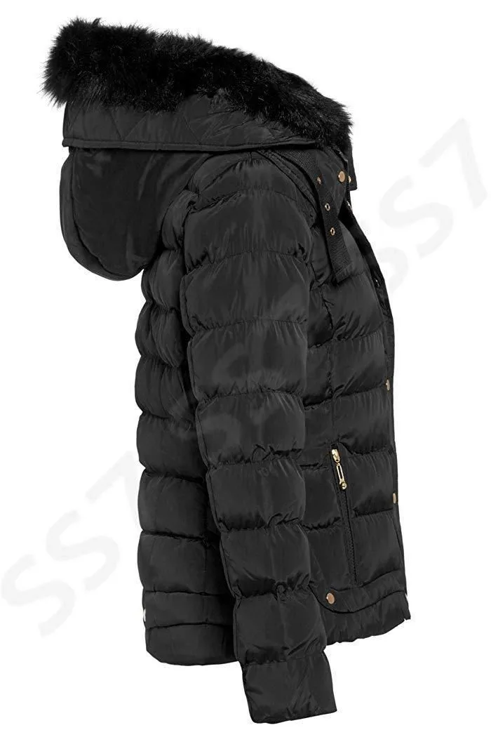 Size 8 10 12 14 16 Womens QUILTED Ladies JACKET COAT PADDED QUILTED Navy Black