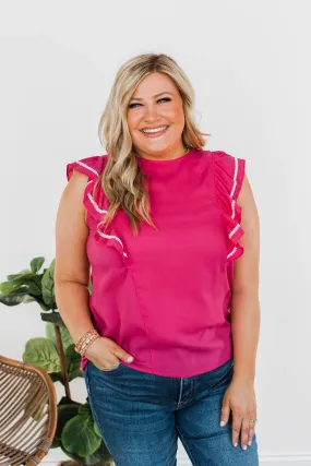 Someone You Adore Flutter Sleeve Blouse- Fuchsia