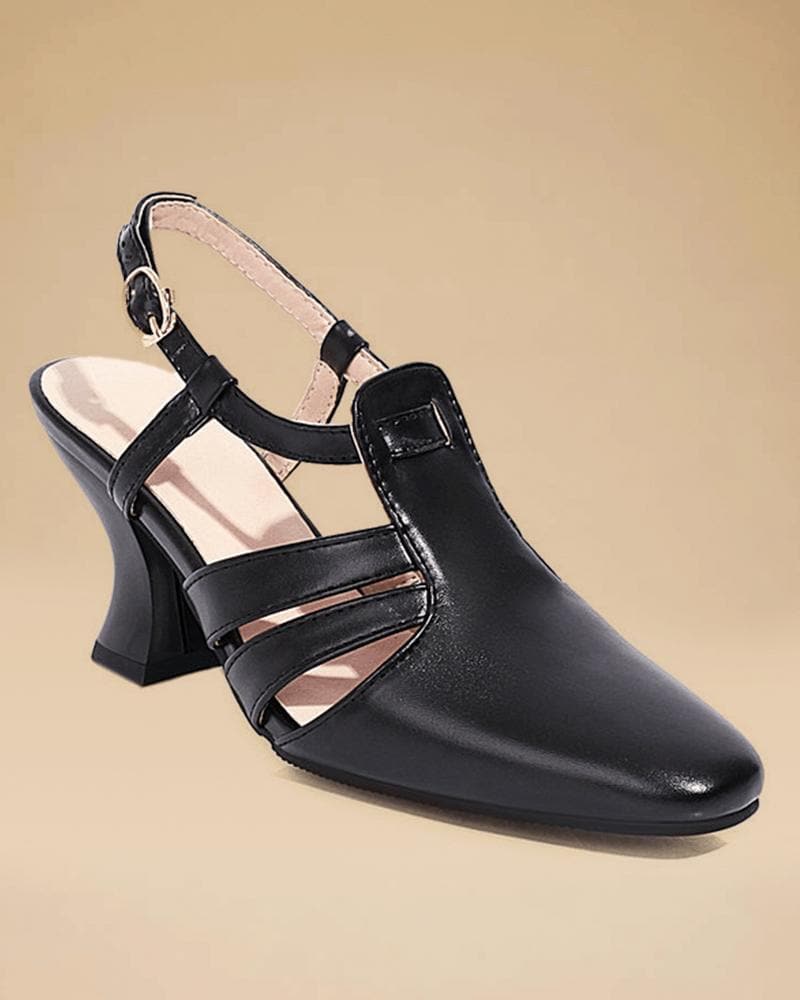 Square Toe Adjusting Buckle Heels