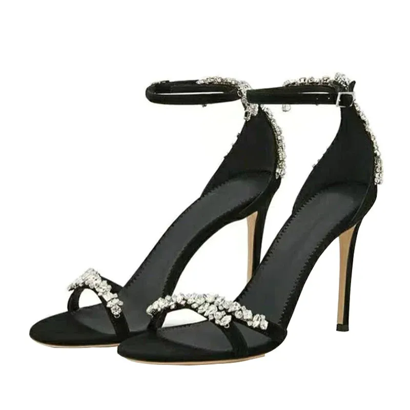 Summer Party Style Women's Solid Buckle Strap Thin High Heels Pumps