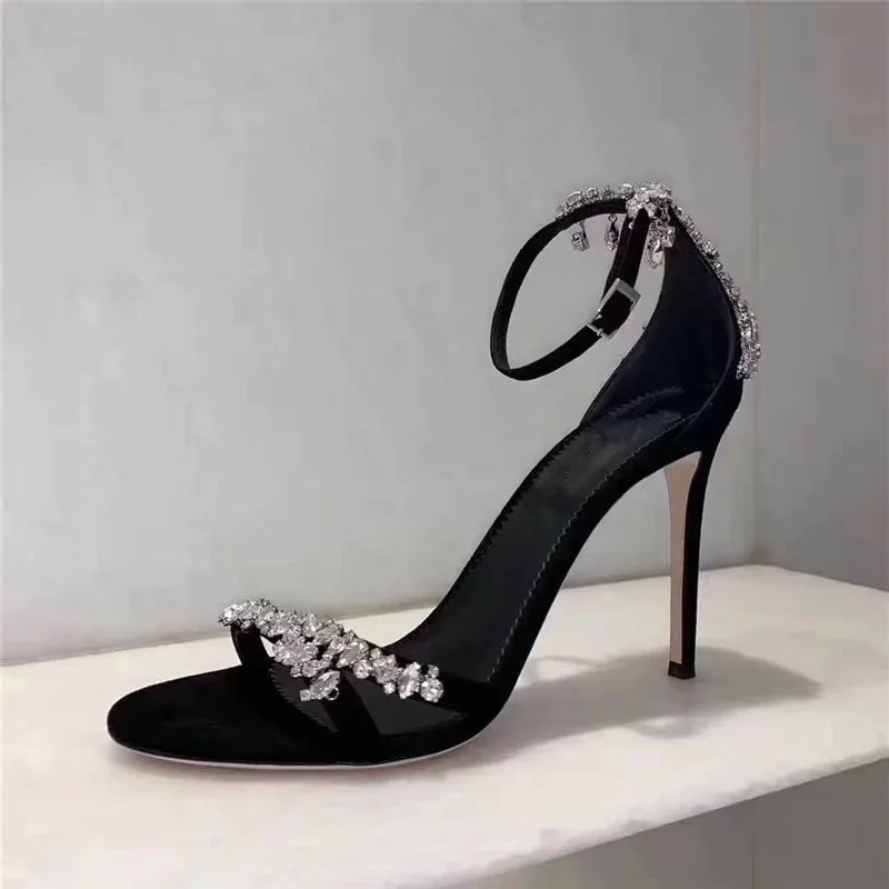 Summer Party Style Women's Solid Buckle Strap Thin High Heels Pumps