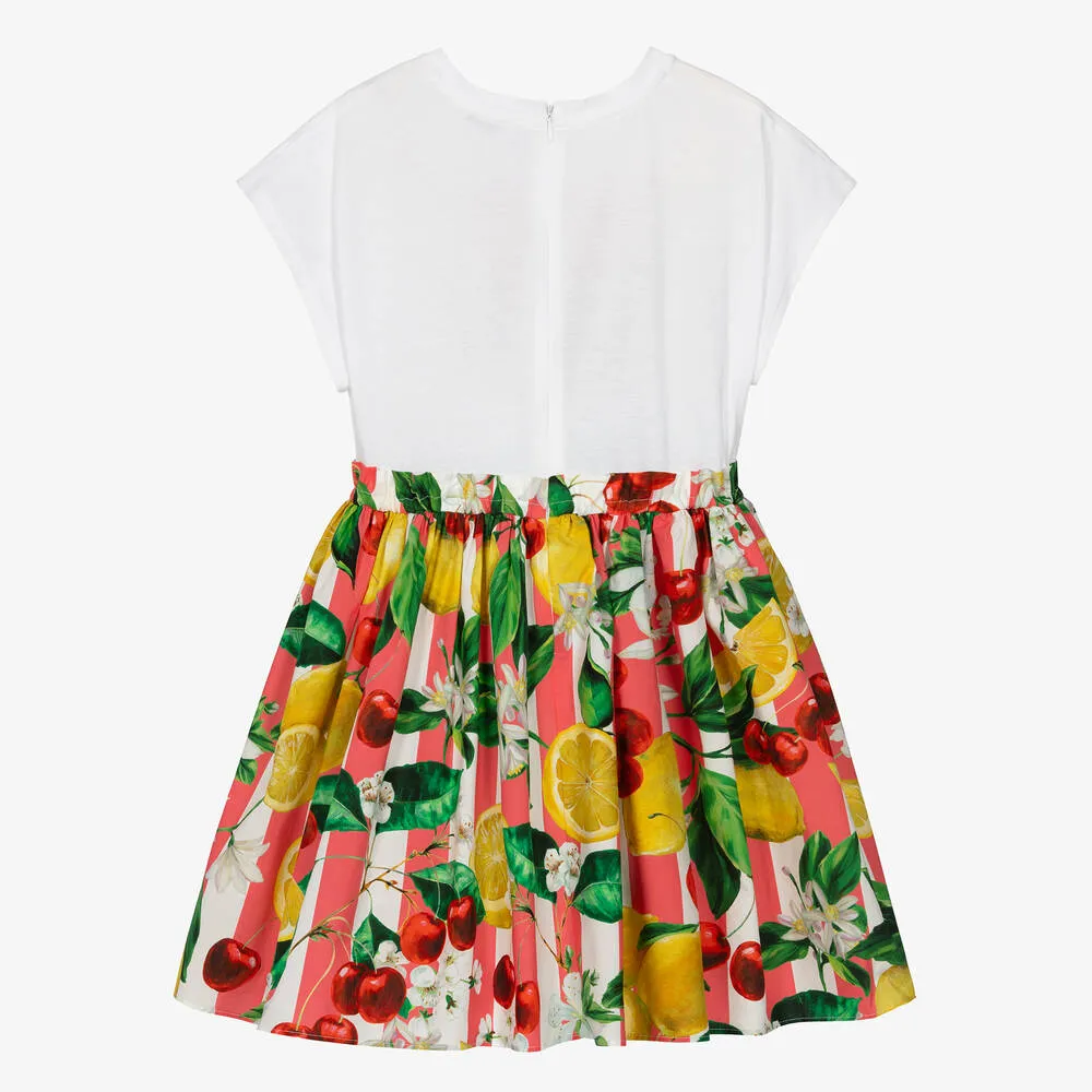 Teen Girls Lemon & Cherry Print Cotton Dress