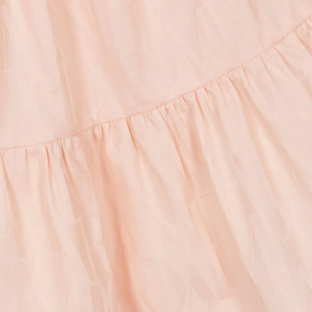 Teen Girls Pink Cotton Jacquard Skirt