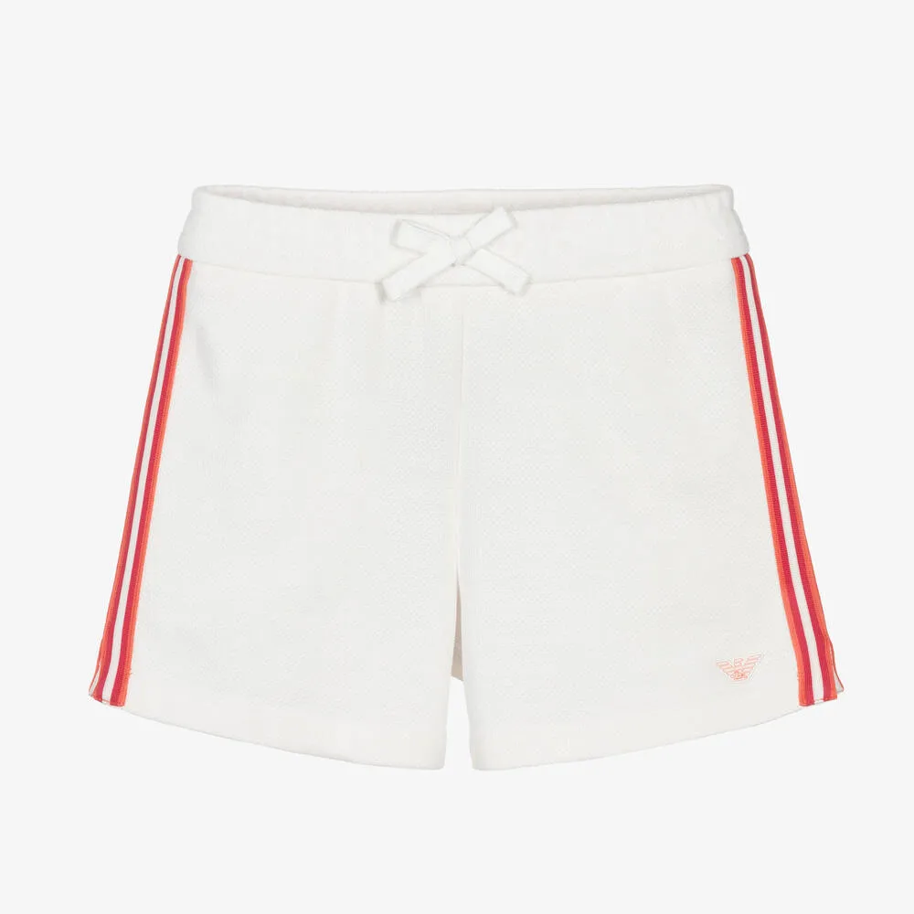 Teen Girls White EA Crew Cotton Shorts