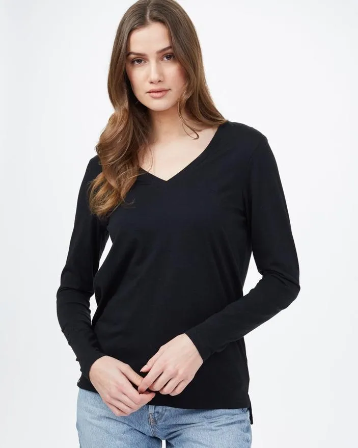 Tentree Treeblend Long Sleeve V-Neck in Black