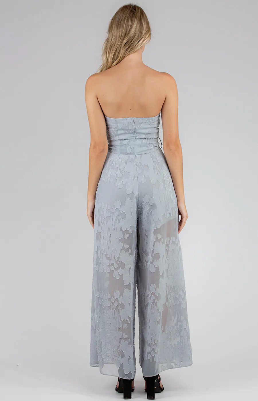 Textured Strapless Jumpsuit with Split Leg Detail (SSJP7-18A) 