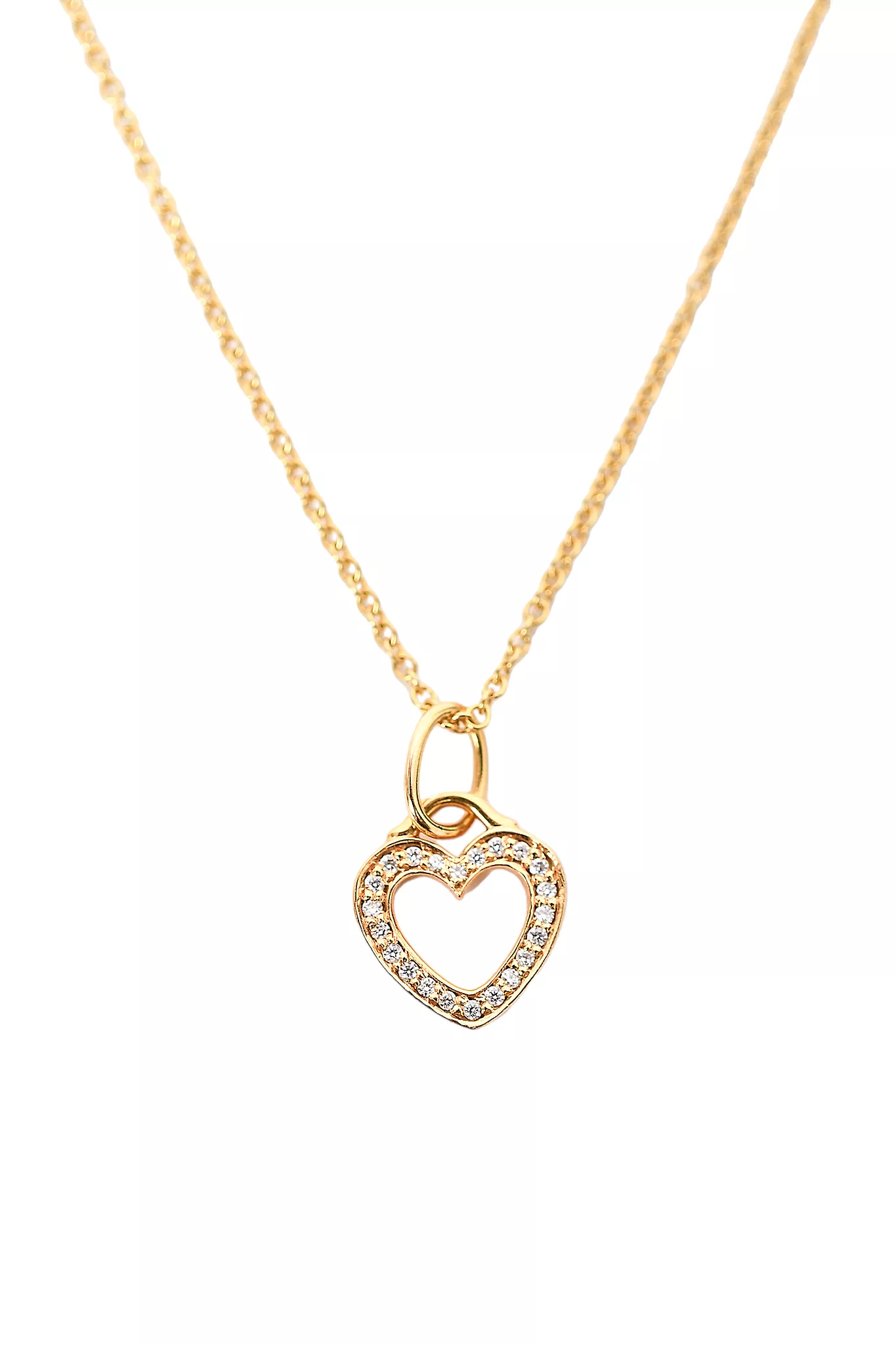 Tiffany & Co. 18K Gold Mini Pave Diamonds Heart Necklace