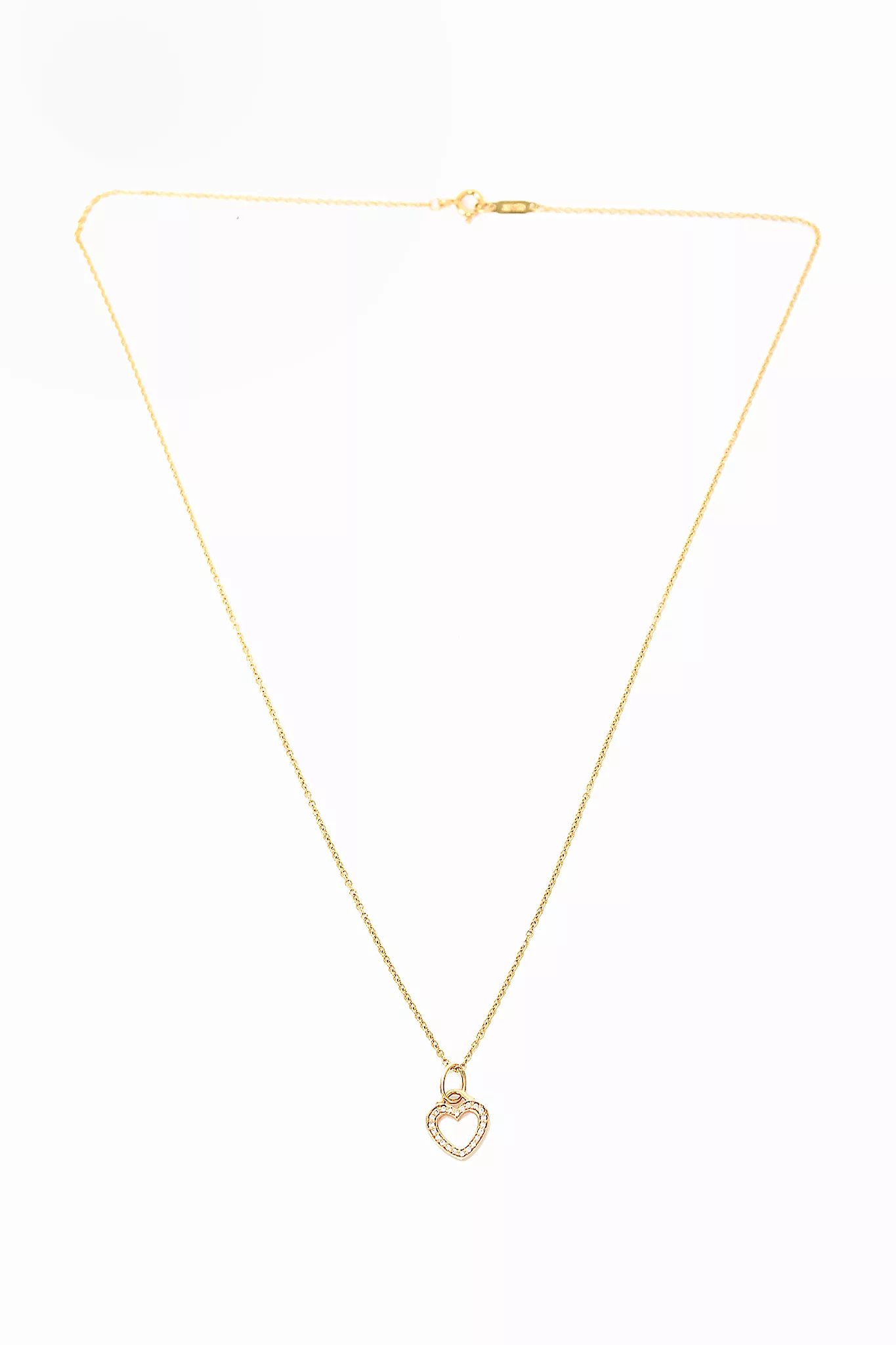 Tiffany & Co. 18K Gold Mini Pave Diamonds Heart Necklace