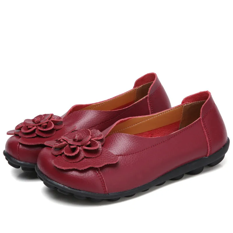 Tiosebon Women's Leather Floral Loafers-1