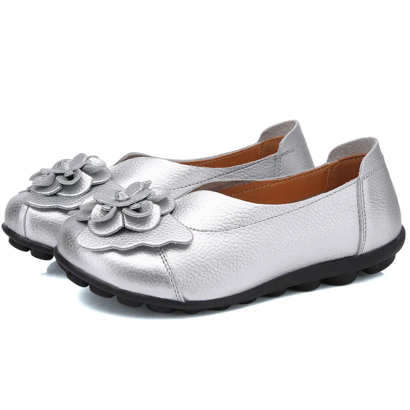 Tiosebon Women's Leather Floral Loafers-1