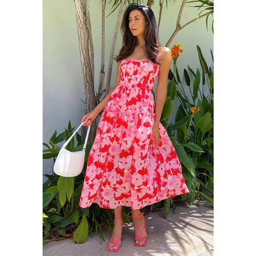 Women's Regular Dress Casual Printing Ruffles Flower Midi Dress Daily