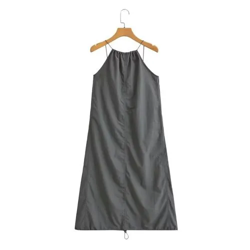 Women's Regular Dress Streetwear Strap Backless Sleeveless Solid Color Midi Dress Daily