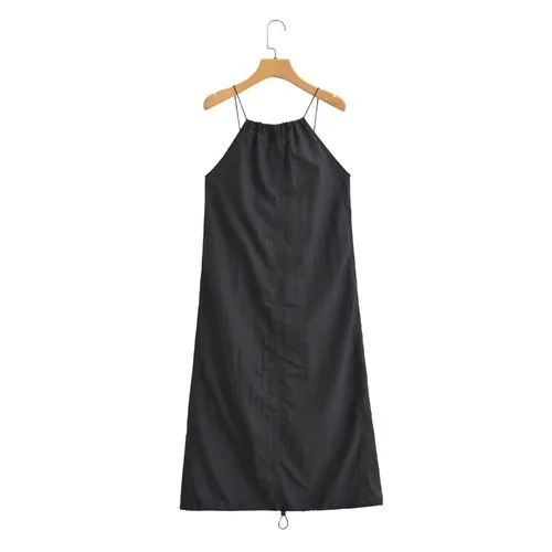 Women's Regular Dress Streetwear Strap Backless Sleeveless Solid Color Midi Dress Daily