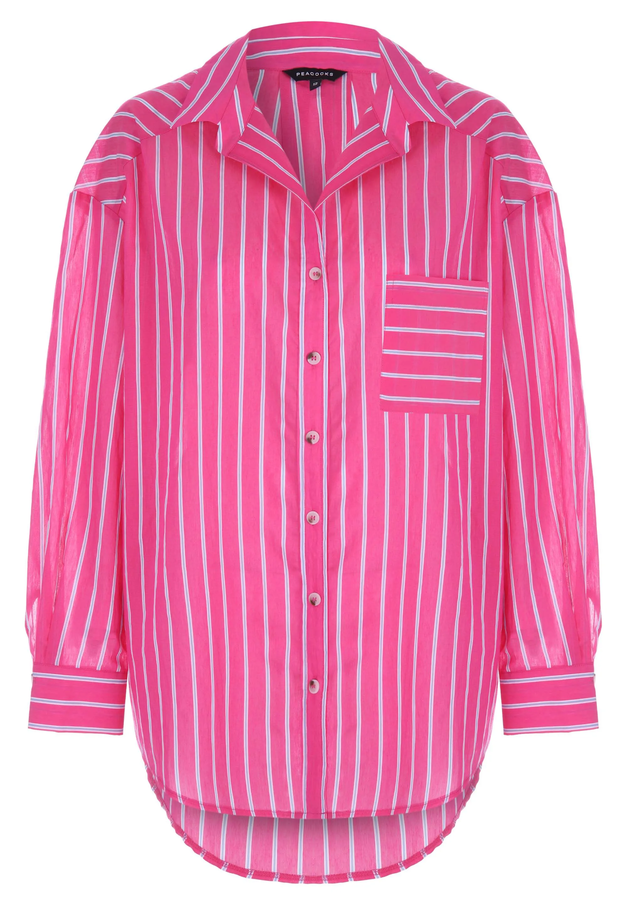 Womens Pink & Blue Stripe Long Sleeve Shirt