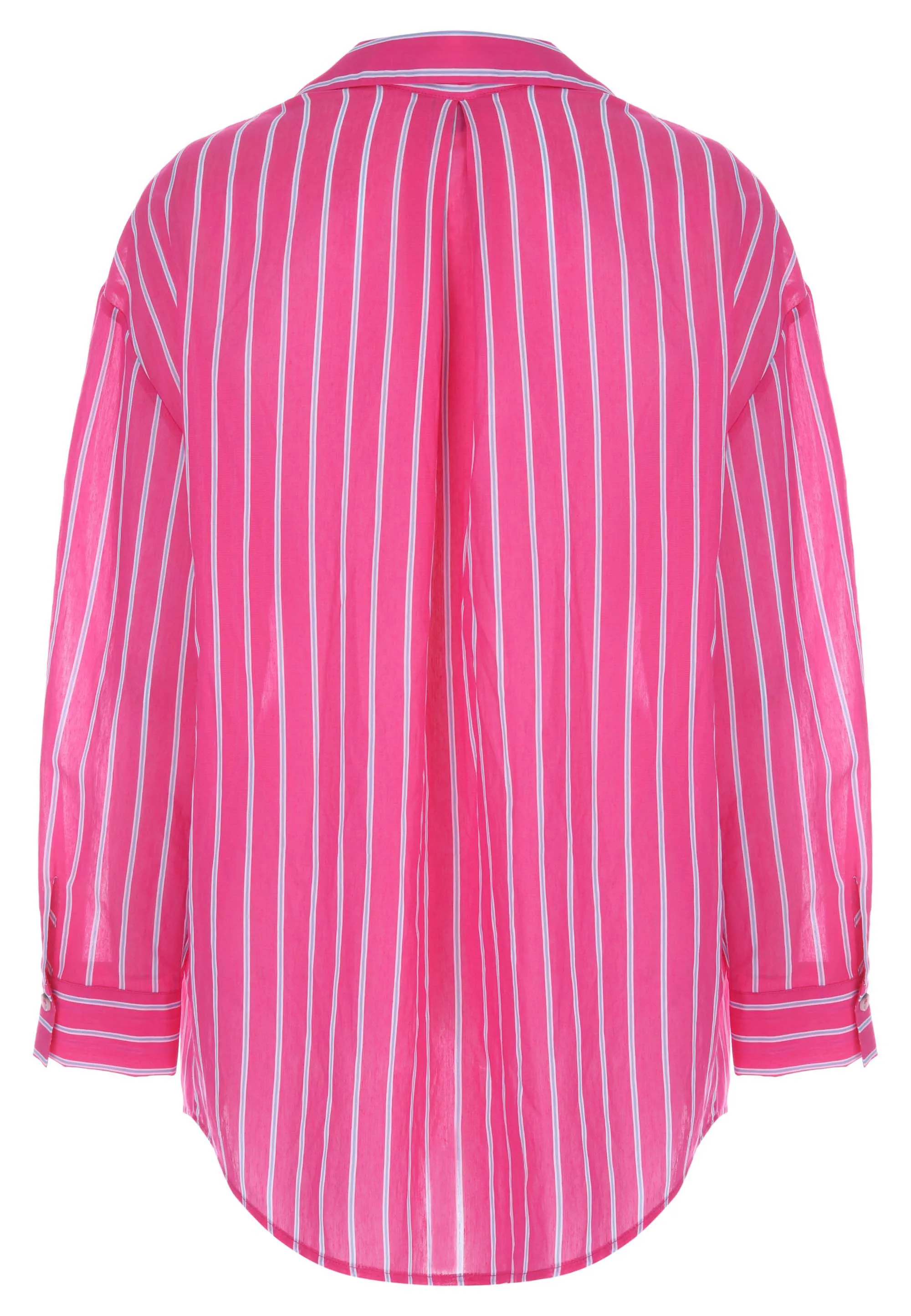 Womens Pink & Blue Stripe Long Sleeve Shirt