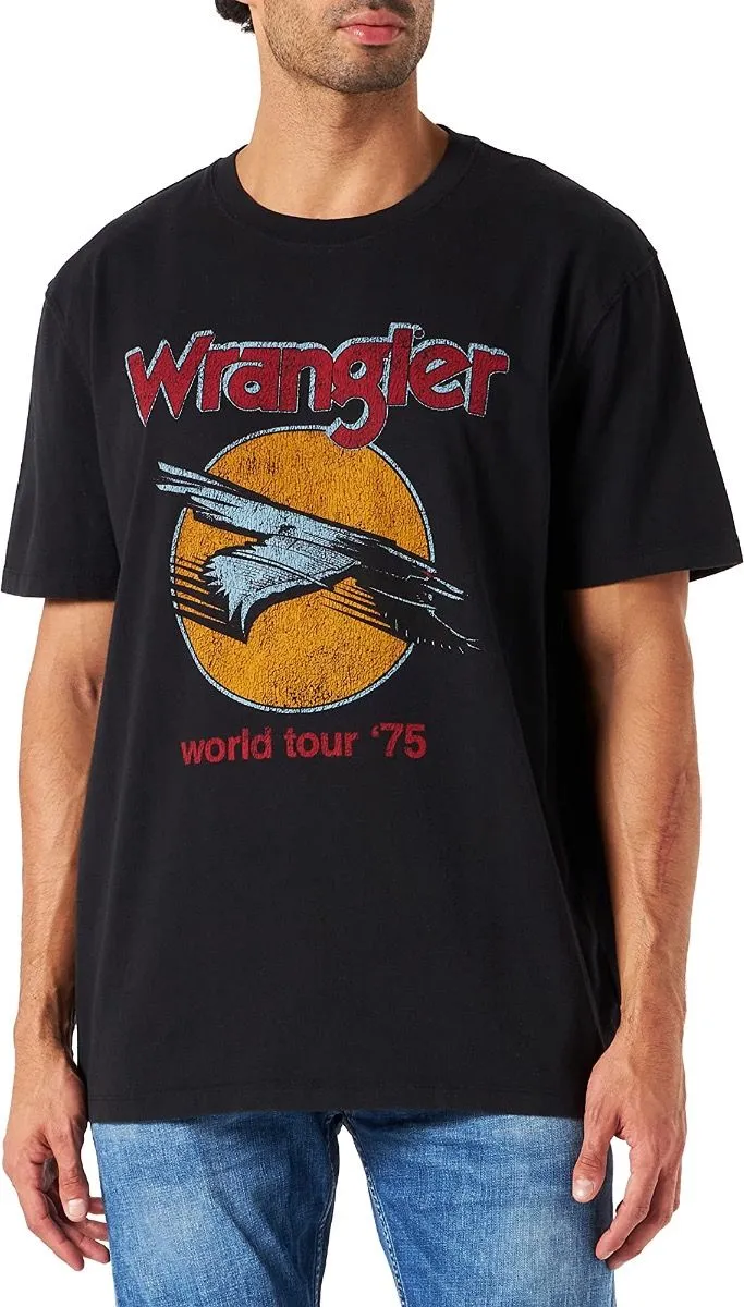 Wrangler Eagle Logo Crew Neck T-Shirt Faded Black