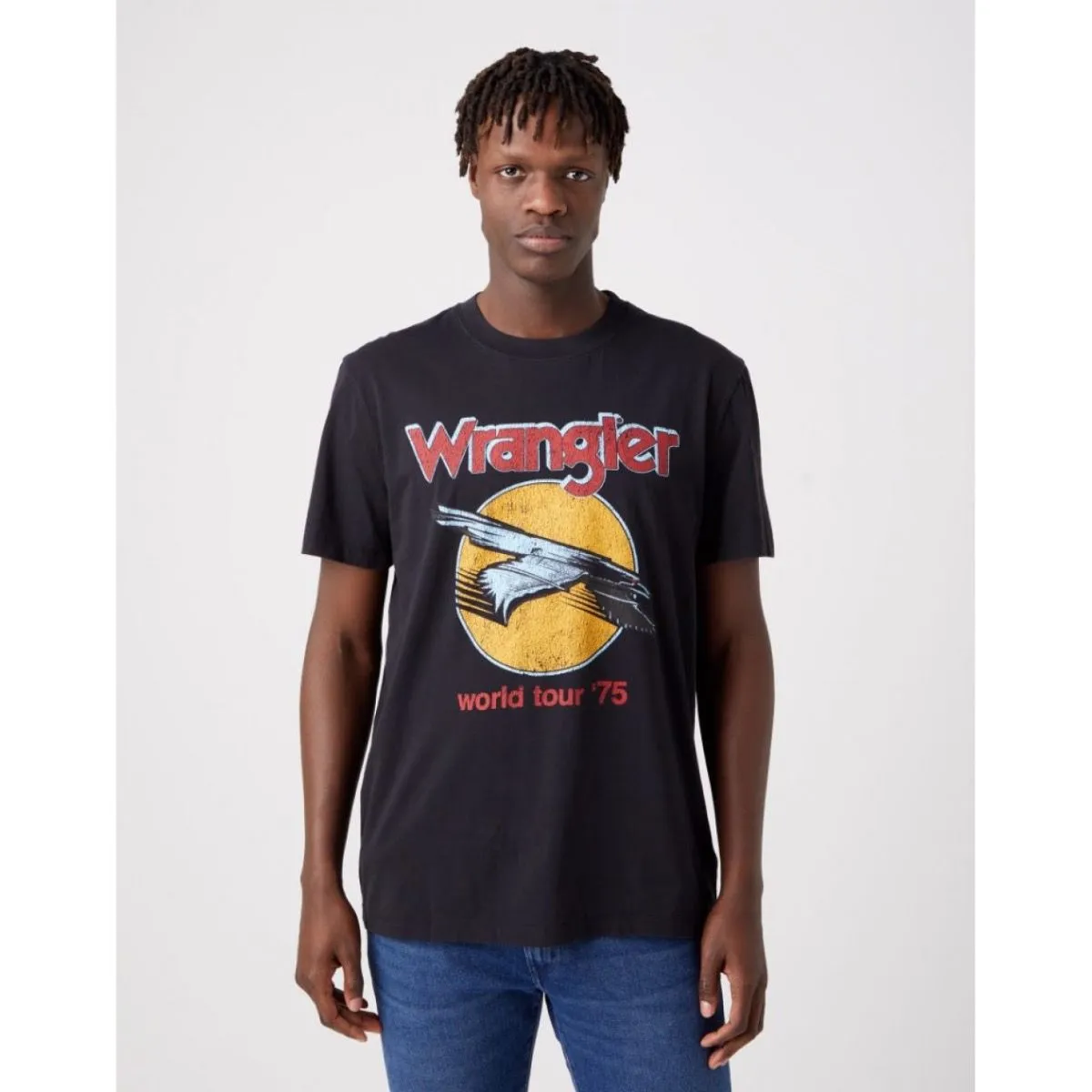 Wrangler Eagle Logo Crew Neck T-Shirt Faded Black