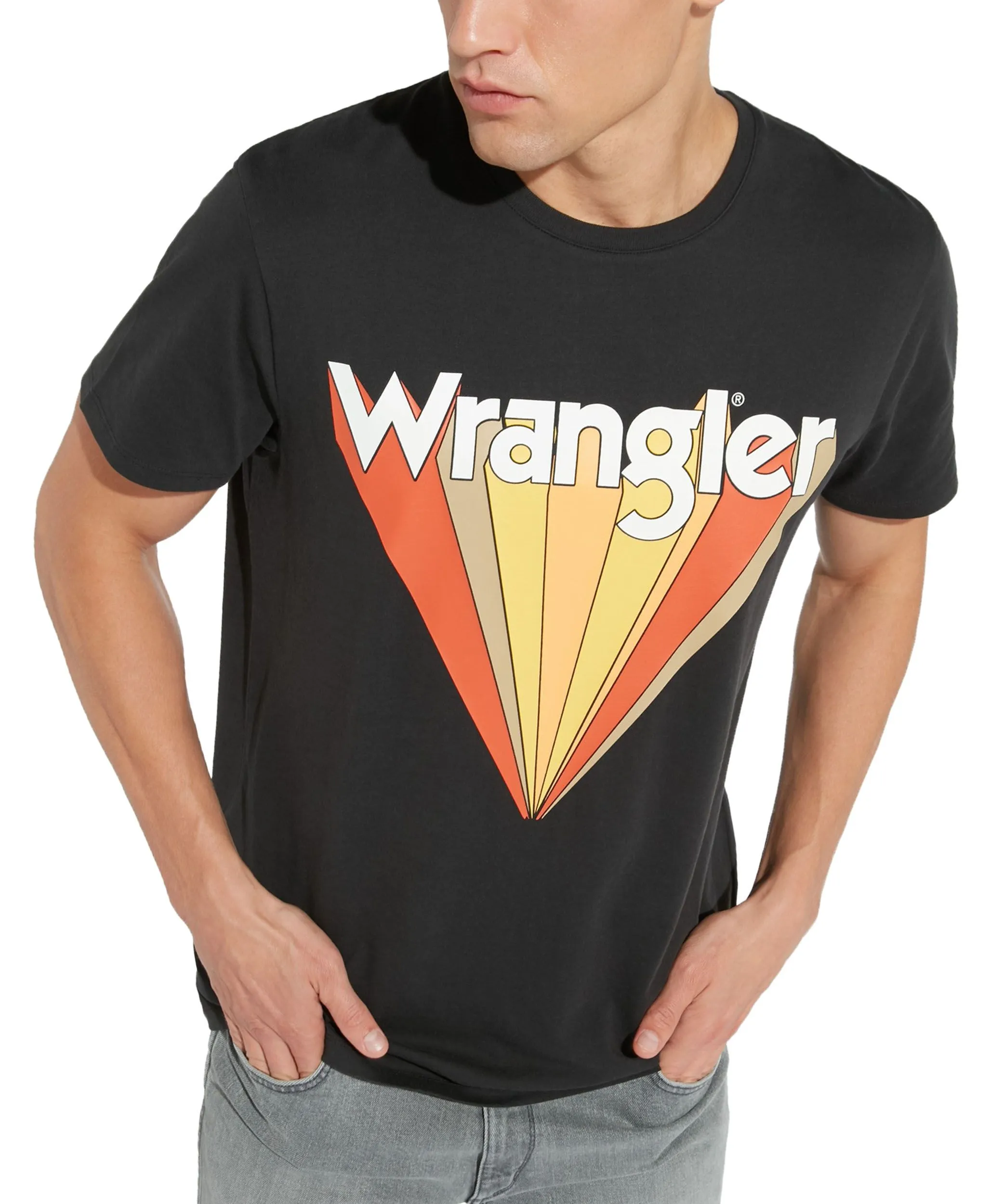 Wrangler Festival Crew Neck Graphic Logo T-shirt Faded Black