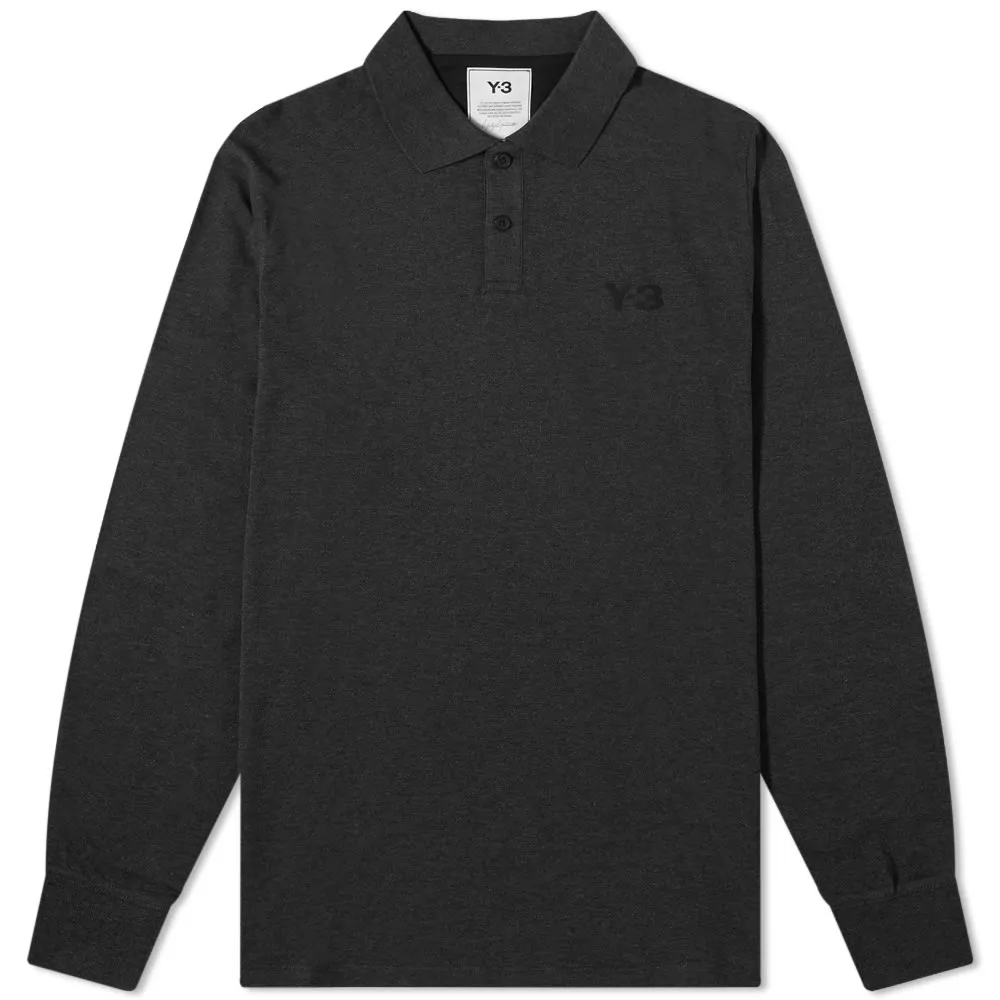 Y-3 Long Sleeve Classic Pique PoloCharcoal Melange